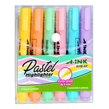 6 Plumones Colores Pastel A-ink Marcadores Punta Cincel