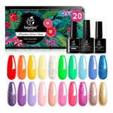 Caja X20 Esmaltes En Gel Beettles Uv Semipermanente +3 Gel