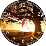 Relógio De Parede Grande 40 Cm Paisagem Por Do Sol