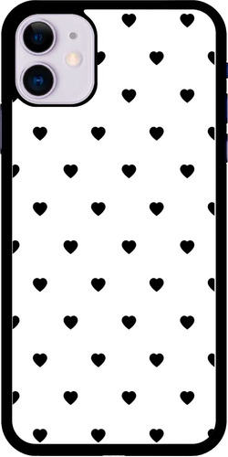 Funda Para Celular Diseño Corazones Blanco Y Negro