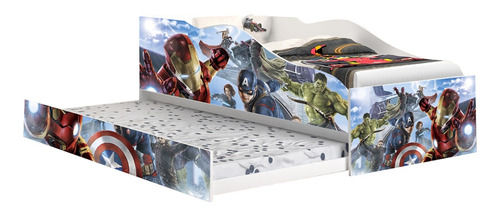 Cama Solteiro Com Auxiliar Avengers, Cama Infantil