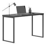 Escrivaninha Industrial Home Office Preto Onix Cor Pés Preto/tampo Preto