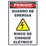 Placa Quadro De Energia Risco De Choque Elétrico 20x30