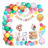 Fiesta Cumpleaños Decoracion Set Kit Globos Linium Colores Color Candy