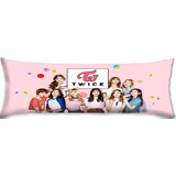 Cojin Almohada Larga Twice Kpop Fondo Rosa Logo 45x110cm