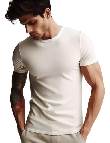 Playera Manga Corta Slim Fit Tela Stretch Ligera Tacto Suave