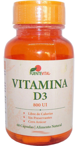 Vitamina D3 60 Caps Vegetales 800ui Fuente Vital
