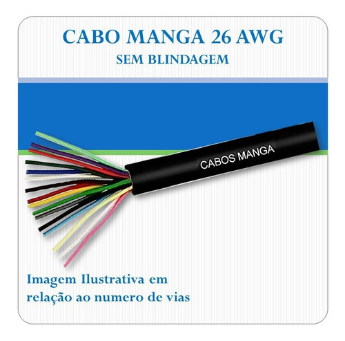 Cabo Manga 4 Vias 4x26 Awg Preto 40 Metros - Sem Blindagem