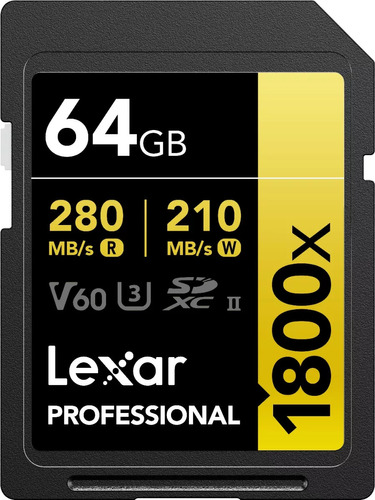 Tarjeta De Memoria Lexar Tarjeta Sd Profesional De 64 Gb Y 280 Mb