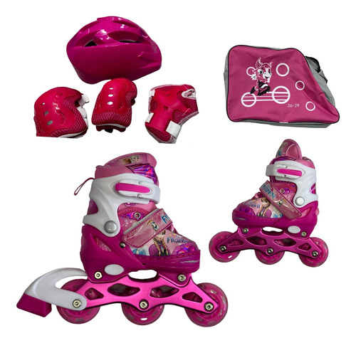 Patines Frozen Para Niña Talla Ajustable + Kit Protección