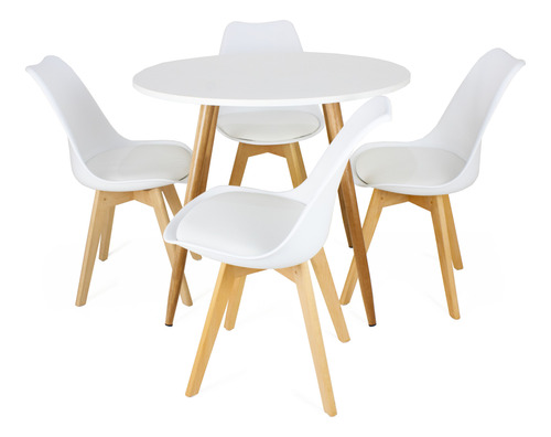 Conjunto Mesa Redonda 100cm Com 4 Cadeiras Leda Saarinen