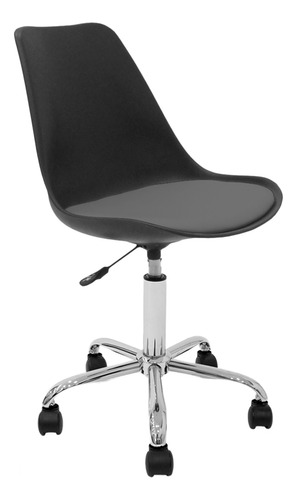 Silla Oficina Escritorio Pc Tulip Newmo Color Negro Asiento Gris Oscuro