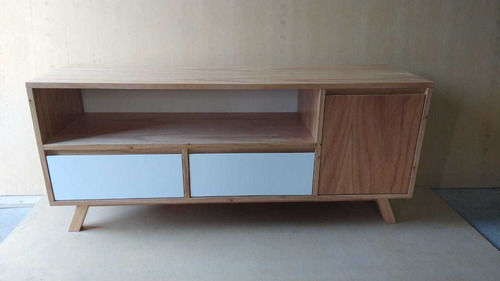 Mueble Rack Tv Paraíso Y Mdf Blanco.