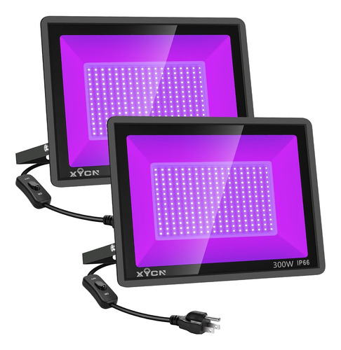 2 Pack 300w Led Negro Luces Al Aire Libre, Luz De Inund...