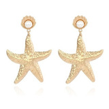 Aretes  Diseño  Estrella De Mar Con Perla Moda 