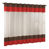 Cortina Dubai 3 00x2 50 Com Renda Oriental Par Varão Simples Cor Vermelho/tabaco