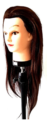 Cabeza De Práctica Maniquí Cabello 50% Natural 48 Cm. Largo