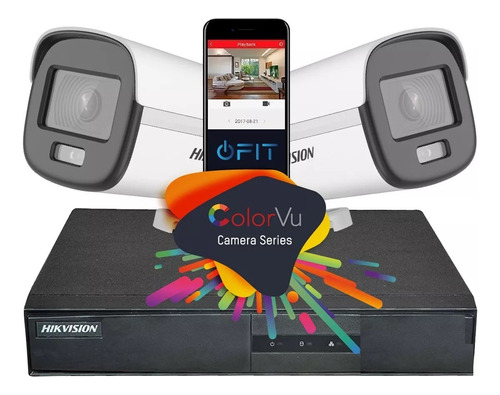 Kit Seguridad 2 Camaras Colorvu + Dvr Hikvision 1080 Lite