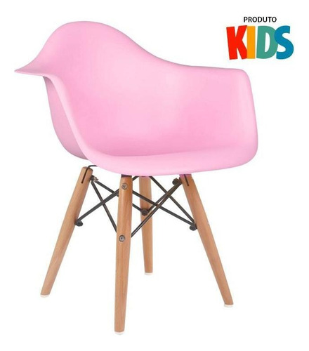 Cadeira Eames Junior Infantil  Com Braços  Kids Várias Cores Cor Da Estrutura Da Cadeira Rosa-claro
