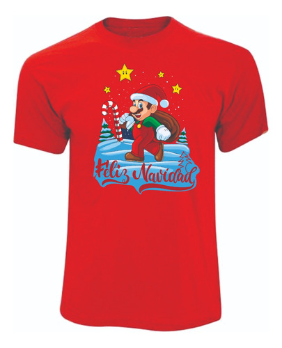 Camisetas Navidad Mario Bross Navideño Feliz Navidad M2