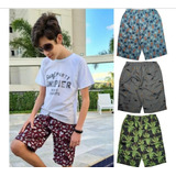 4 Bermudas Tactel Estampadas Shorts Ideal Para Piscina Praia