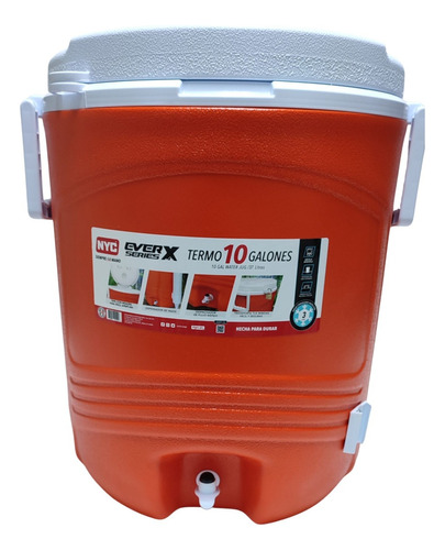 Termo 10 Galones Con Dispensador De Agua Nyc Naranja