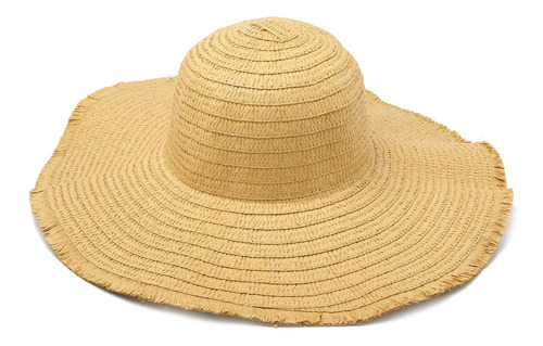 Sombrero Capelina Desflecada Mujer Rafia Verano Hongo