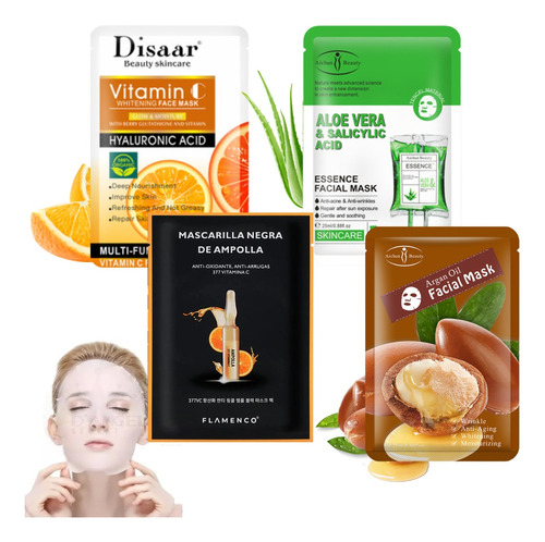 Mascarillas Faciales Hidratantes Ampollas Nutritivas Pack 24