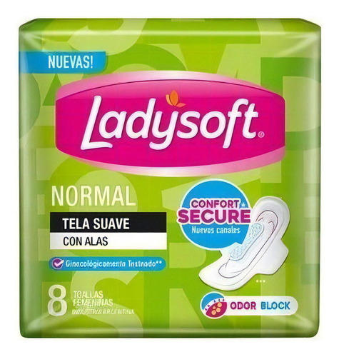 Toallas Femeninas Ladysoft Normal Aloe Tela Suave 8 U