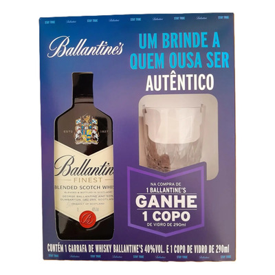 Kit Whisky Ballantine's Finest 1l + Copo De Vidro 290ml | Frete grátis