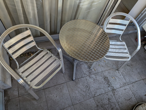 Juego De Aluminio De Balcon Mesa Y 2 Sillas 