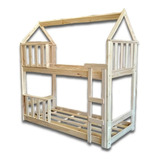 Cama Montessori Casita Doble Superpuesta Cucheta Pino