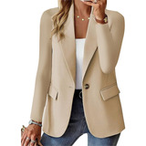 Long Sleeve Button Down Blazer Jacket Solid Lapel Suite