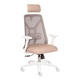 Silla Para Escritorio Gerencial Cabezal Blanca Beige - Tokio Color Marrón