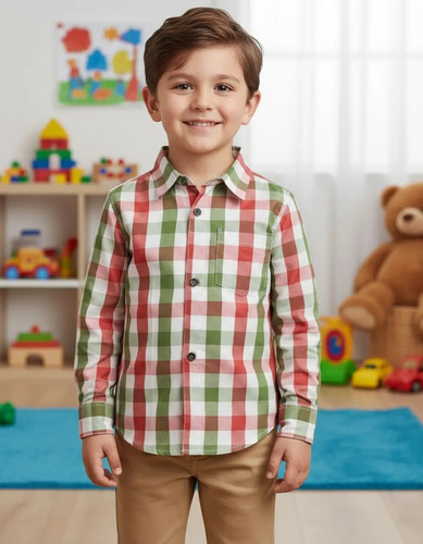 Camisa De Niño Manga Larga A Cuadros Pabanos | Meses sin interés
