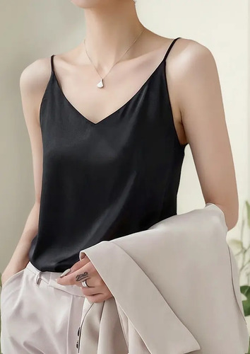 Blusas De Mujer De Moda Sin Mangas Cuello V Camisa Casuales | Meses sin interés