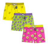 Kit 3 Shorts Praia Masculino Bob Esponja E Patrick Ref1014