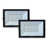 Pack X 2 Reflectores Led 100w Exterior Proyector 