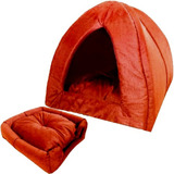 Cama C/ Almofada Pet 2x1 Casinha Cabana Toca Iglu Cães Gato 