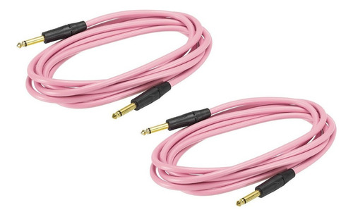 2 Cable Guitarra De Instrumento Eléctrico Trs 1/4'' Rosado