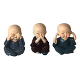 Trio Buda Monges Decoração Cego Surdo Mudo 3 Pçs