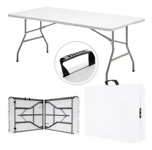 Myfeey 180cz Mesa Plegable De Plastico 1,80 Cm Tipo Portafolio Color Blanco