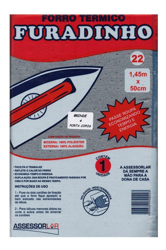 Forro Capa P/ Tábua Passar Roupa Térmico Furadinho 1,45x0,50