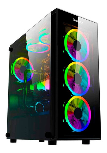 Gabinete Gamer Atx Ocelot Ogmc01 Panel De Cristal Templado Color Negro