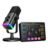 Mixer Gamer Fifine Con Micrófono , Streaming, Podcast, Rgb