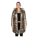 Campera Mujer Larga Capucha Desmontable Interior Piel