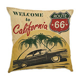 Funda De Cojín Vintage 66 Route Cars California A