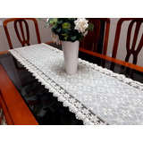 Caminho De Mesa Croche Plastico Cor Creme Com 2 Metros Lindo