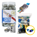 Kit 100 Conectores Rj45 Cat6 Blindados Ez-crimp + 100 Capas