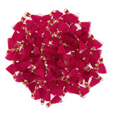 100pcs 0.8inch/2cm Mini Borlas De Color Rosa Oscuro Tas...